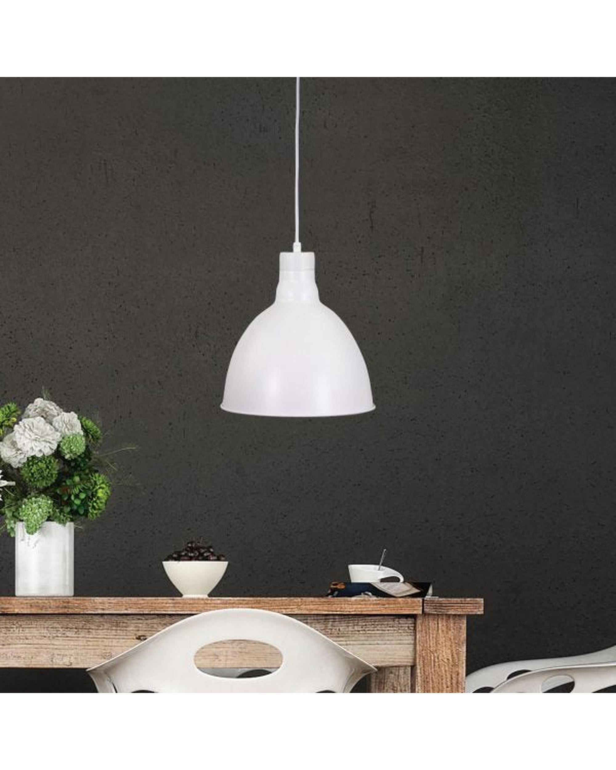 DAWSON.25 25cm White Barn Style Metal Shade Oriel Lighting