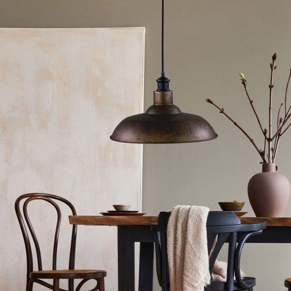 SLATER.38 38cm Rust-finish Industrial Vintage Shade Oriel Lighting