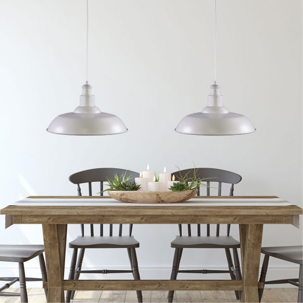SLATER.38 38cm White Industrial Vintage Shade Oriel Lighting