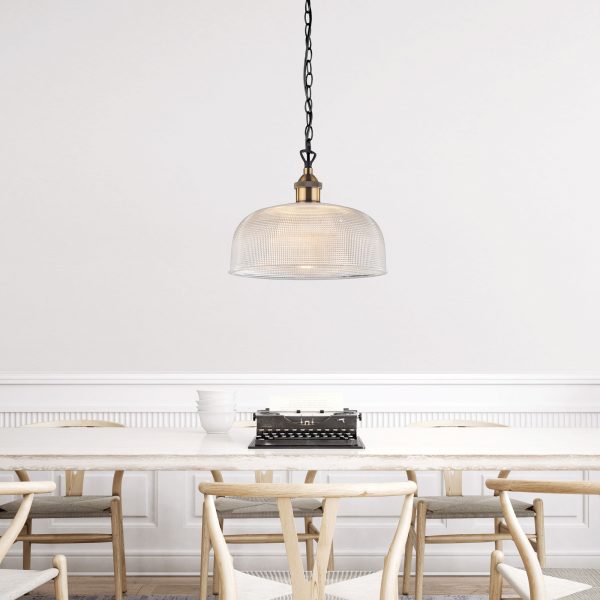 MAISON 27 Retro Halophane Clear Glass Pendant Oriel Lighting