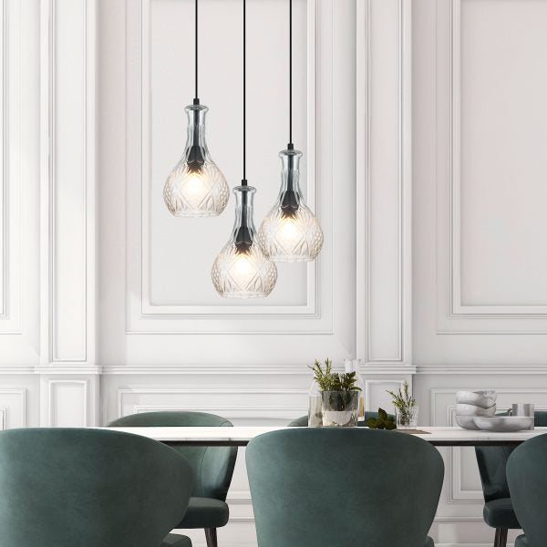 DECANT 1 Retro Vintage Cut Glass Pendant Oriel Lighting