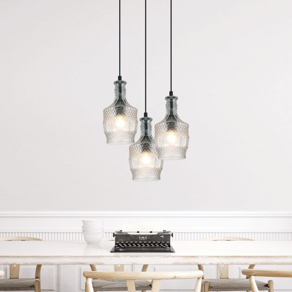 DECANT 3 Retro Vintage Cut Glass Pendant Oriel Lighting