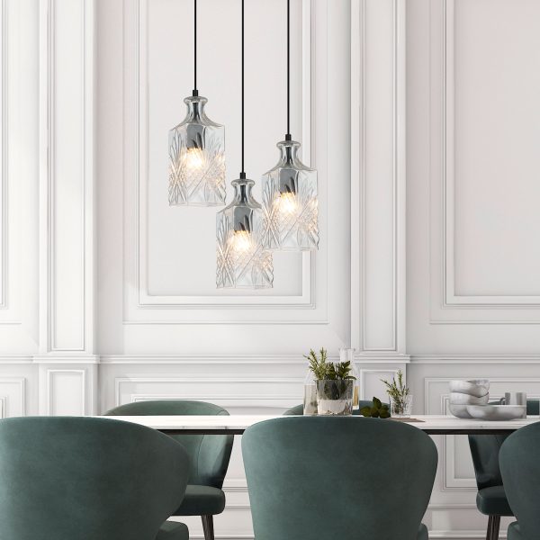 DECANT 4 Retro Vintage Cut Glass Pendant Oriel Lighting