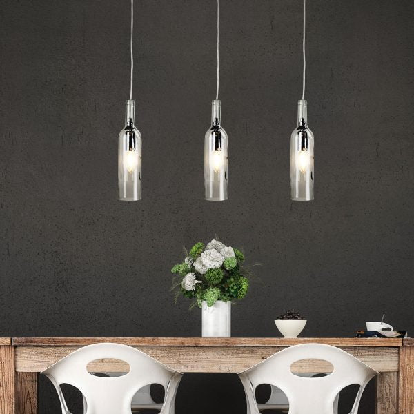 VIN Wine Bottle Clear Glass Pendant E14 Oriel Lighting
