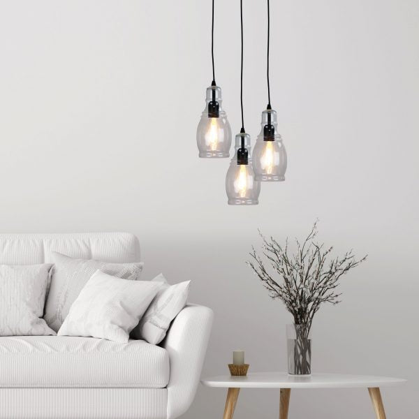AUBURN.3 Pendant Light Clear Glass Single Pendant Oriel Lighting