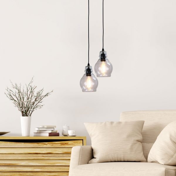 AUBURN.3 Pendant Light Clear Glass Single Pendant Oriel Lighting