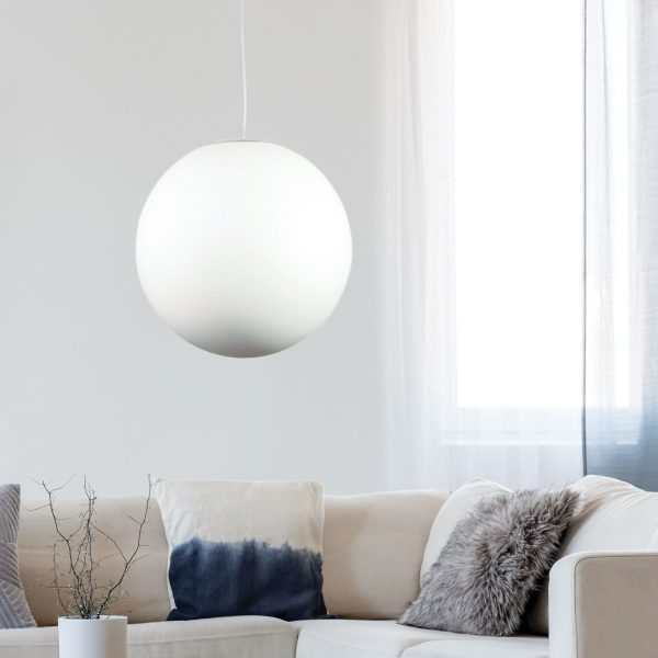 PHASE 50 White Acrylic Sphere Pendant Oriel Lighting