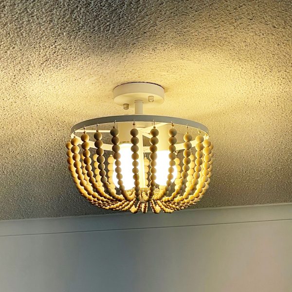 Cascara CTC Natural Wooden Beaded Ceiling Light Oriel Lighting