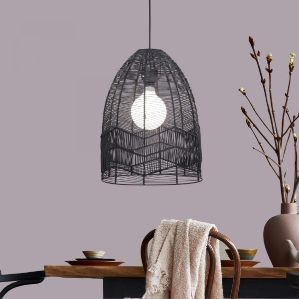 SERANG 35 Black Cane Pendant Shade Only Oriel Lighting
