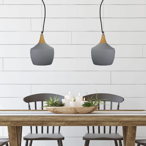PANTO 3 Urban Style Pendant in Concrete and Timber Oriel Lighting