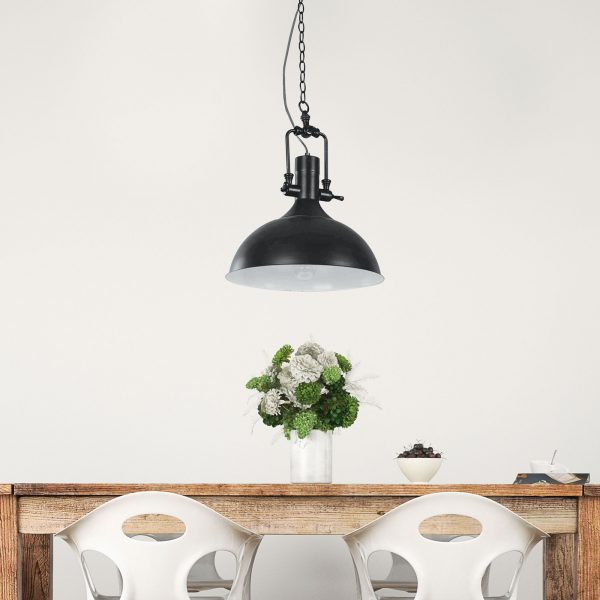 COTTAGE Urban Retro Industrial Style Black Pendant Oriel Lighting