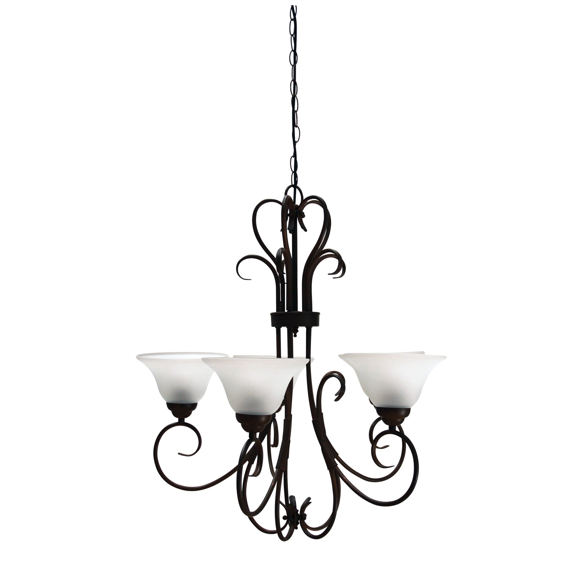 GASTON 5LT Bronze Traditional Frost pendant Oriel Lighting