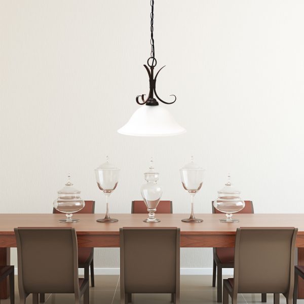 GASTON 1LT Bronze Traditional Frost pendant Oriel Lighting