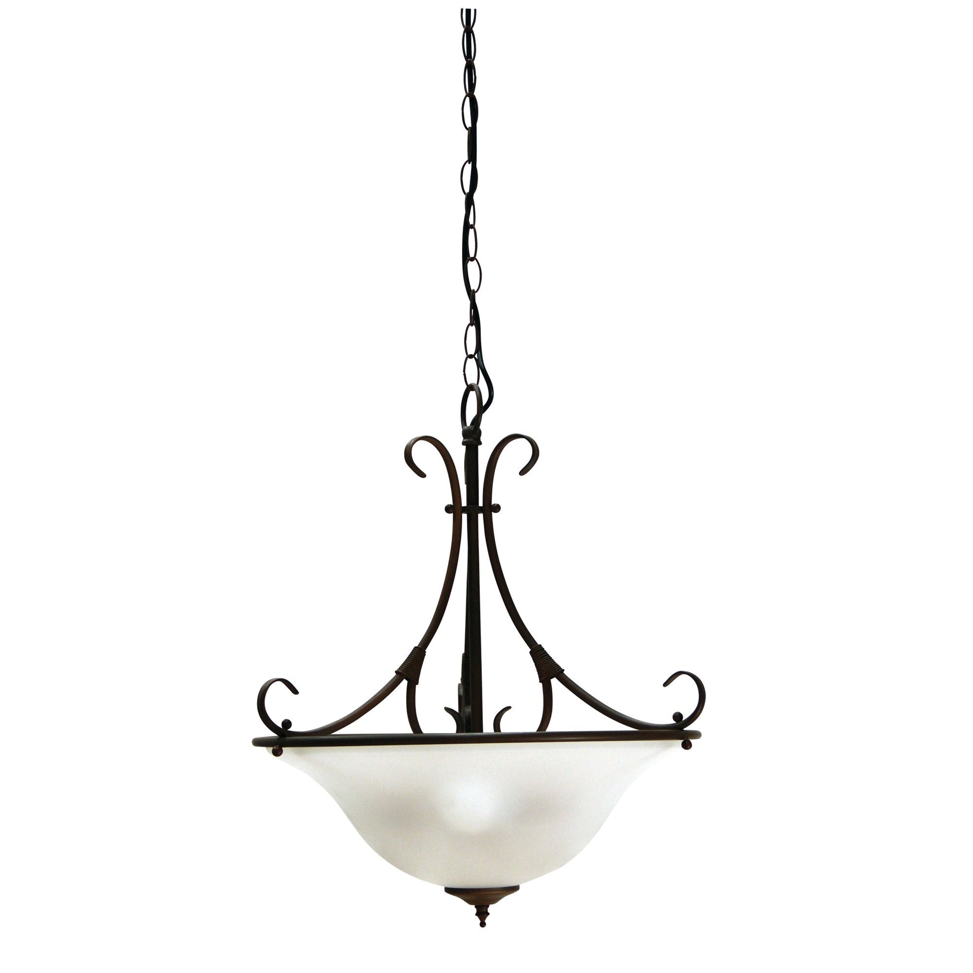 GASTON 3LT Bronze Traditional Frost pendant Oriel Lighting