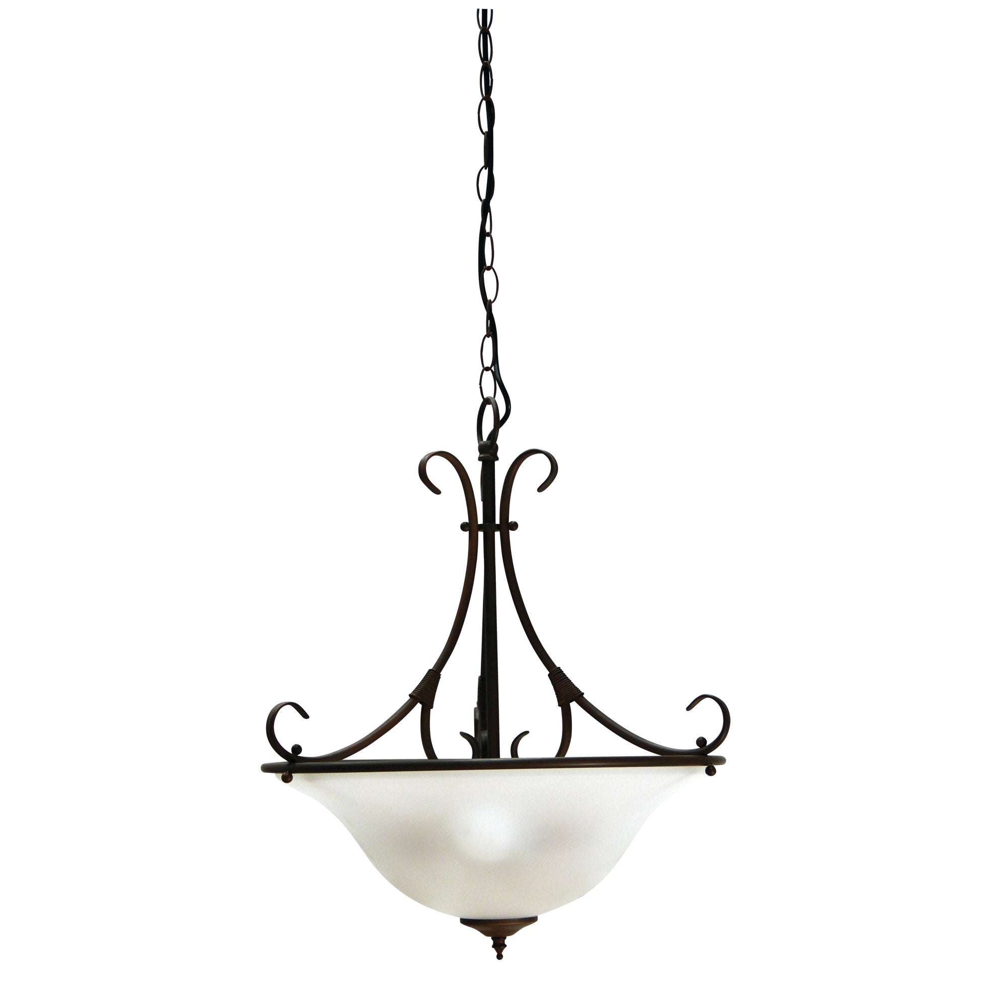 GASTON 3LT Bronze Traditional Frost pendant Oriel Lighting