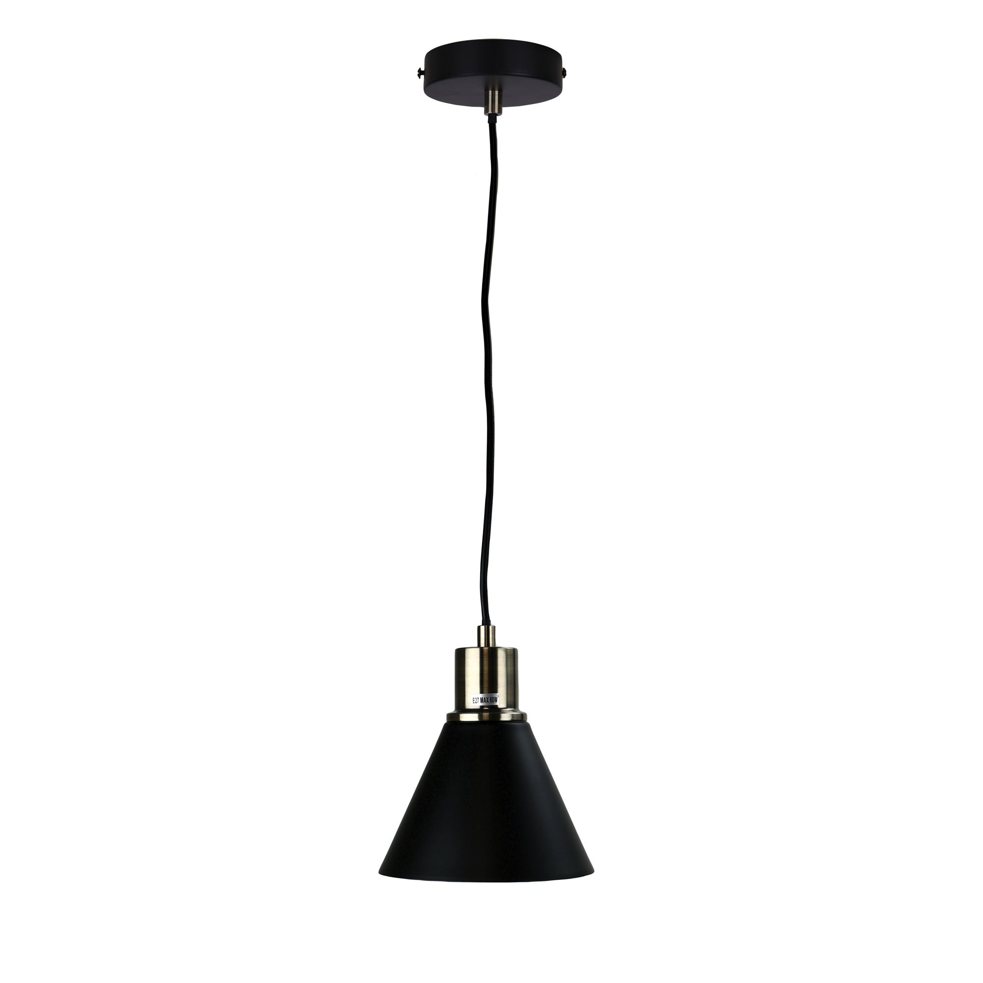 COMO Black and Antique Brass Single Pendant Oriel Lighting