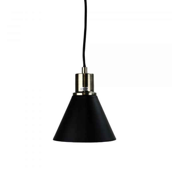 COMO Black and Antique Brass Single Pendant Oriel Lighting