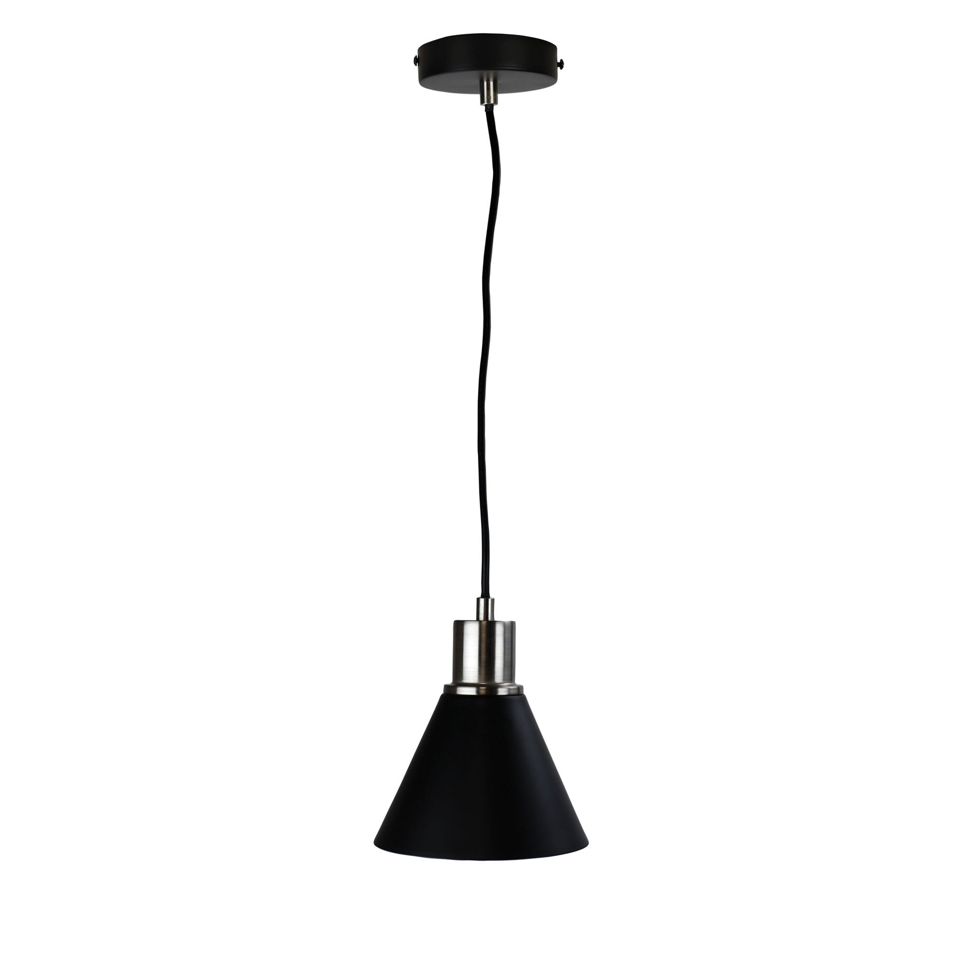 COMO Black and Brushed Chrome Single Pendant Oriel Lighting