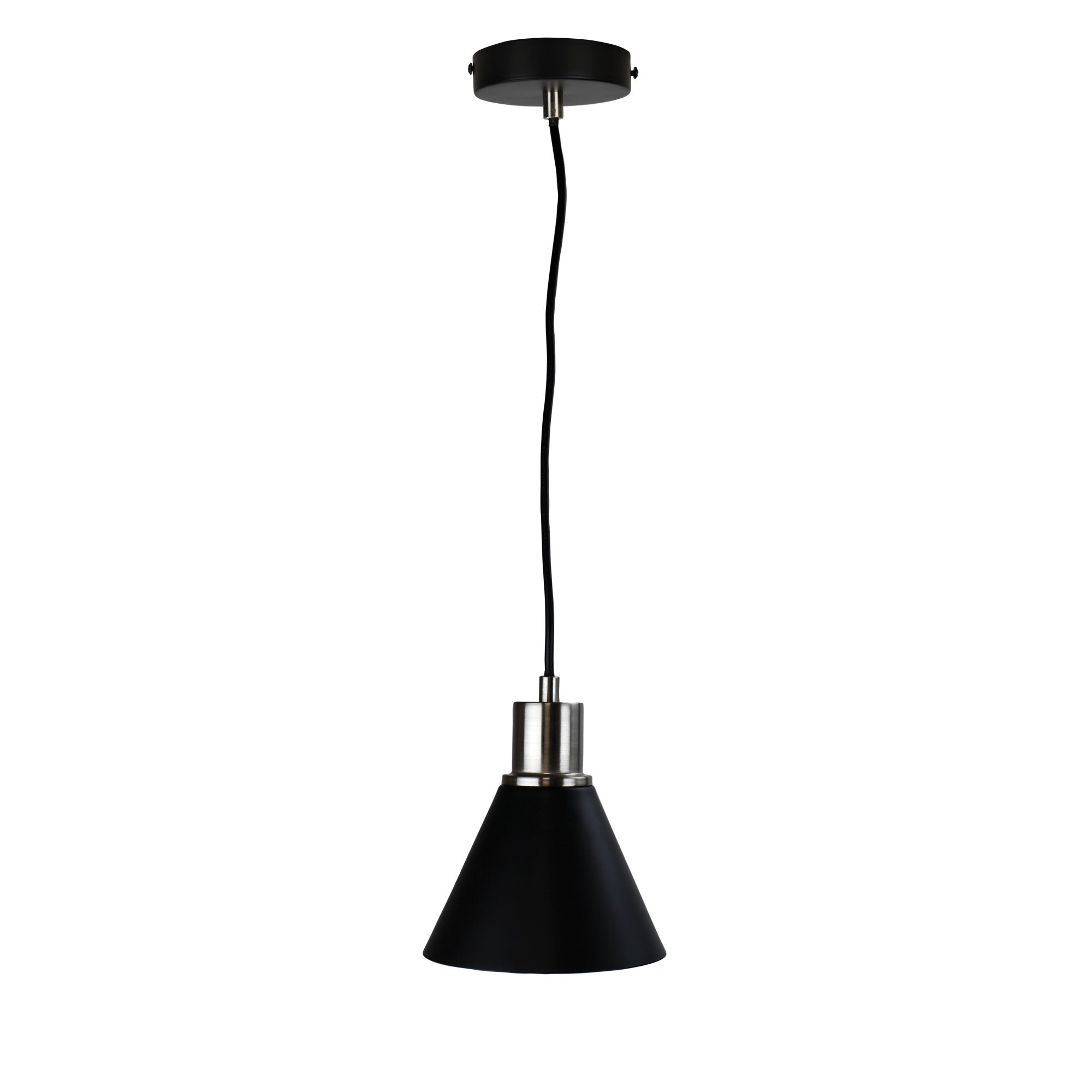 COMO Black and Brushed Chrome Single Pendant Oriel Lighting