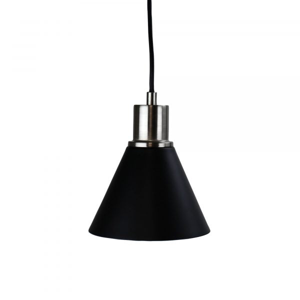COMO Black and Brushed Chrome Single Pendant Oriel Lighting
