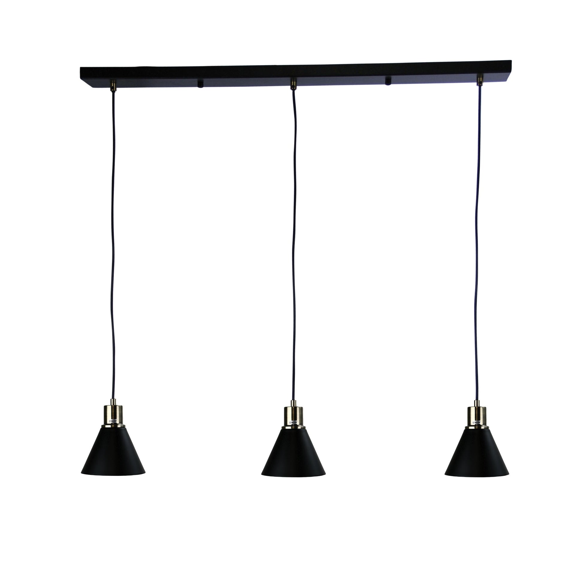 COMO 3 LIGHT Black and Antique Brass 3 Light Bar Pendant Oriel Lighting