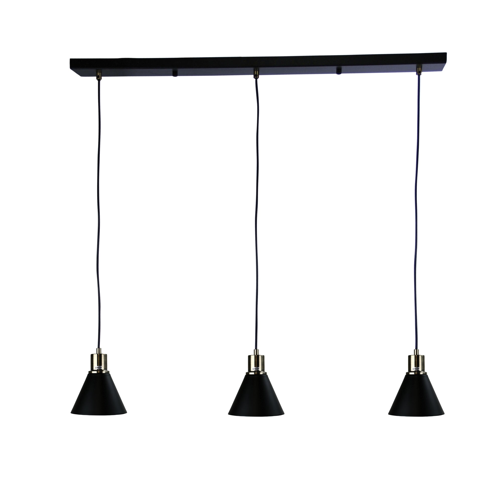 COMO 3 LIGHT Black and Antique Brass 3 Light Bar Pendant Oriel Lighting
