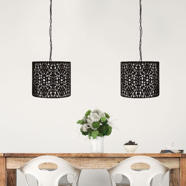 VICKY 35 Laser Cut Metal Pendant Black Oriel Lighting