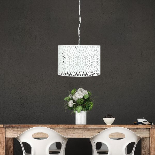 VICKY 45 Laser Cut Metal Pendant White Oriel Lighting