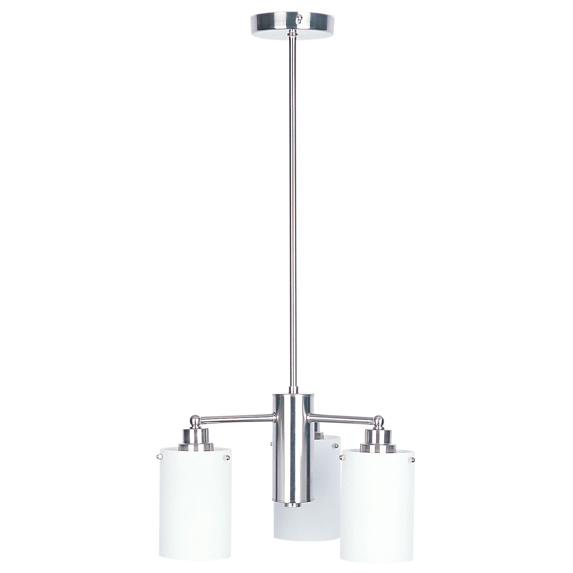 ZEST 3 LIGHT Retro Brushed Chrome and Glass Pendant Oriel Lighting