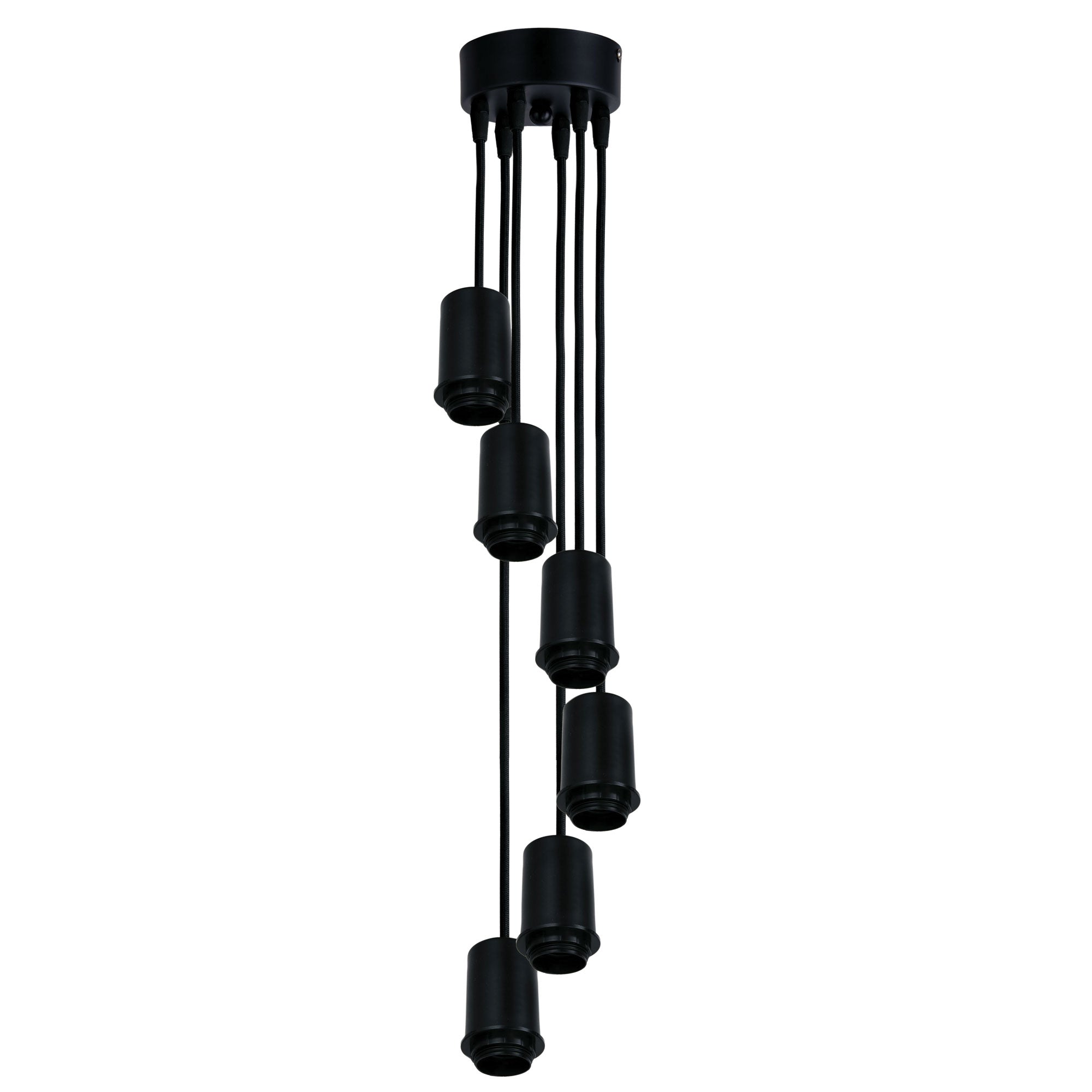 POP 6 LIGHT Black Multi Drop 180cm Suspension Oriel Lighting
