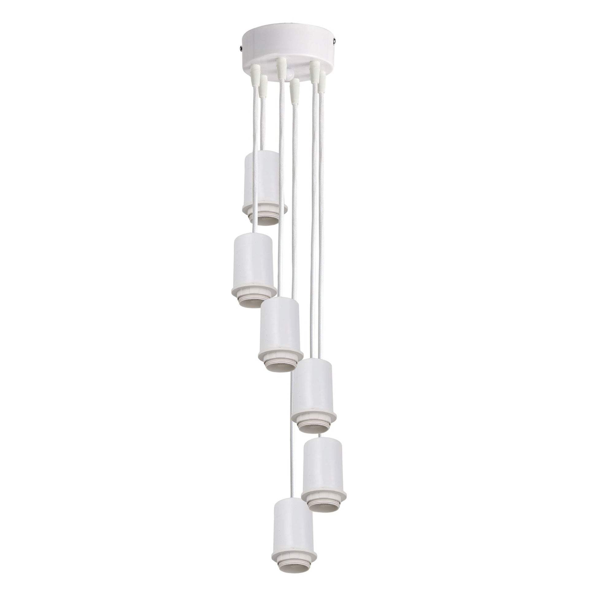 POP 6 LIGHT White Multi Drop 180cm Suspension Oriel Lighting