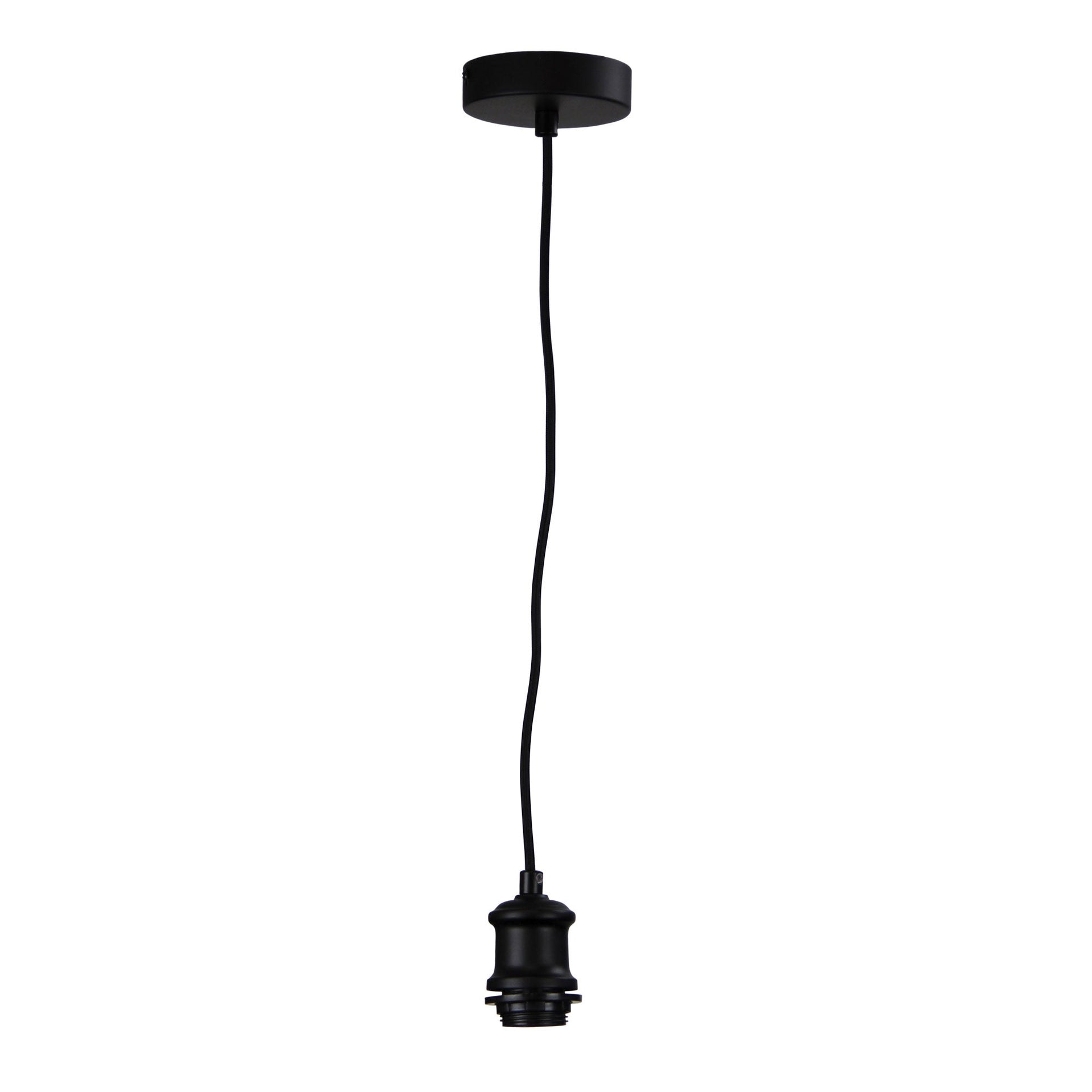 ALBANY CORD Pendant Light 180cm Vintage Cloth Cord Suspension Black Oriel Lighting