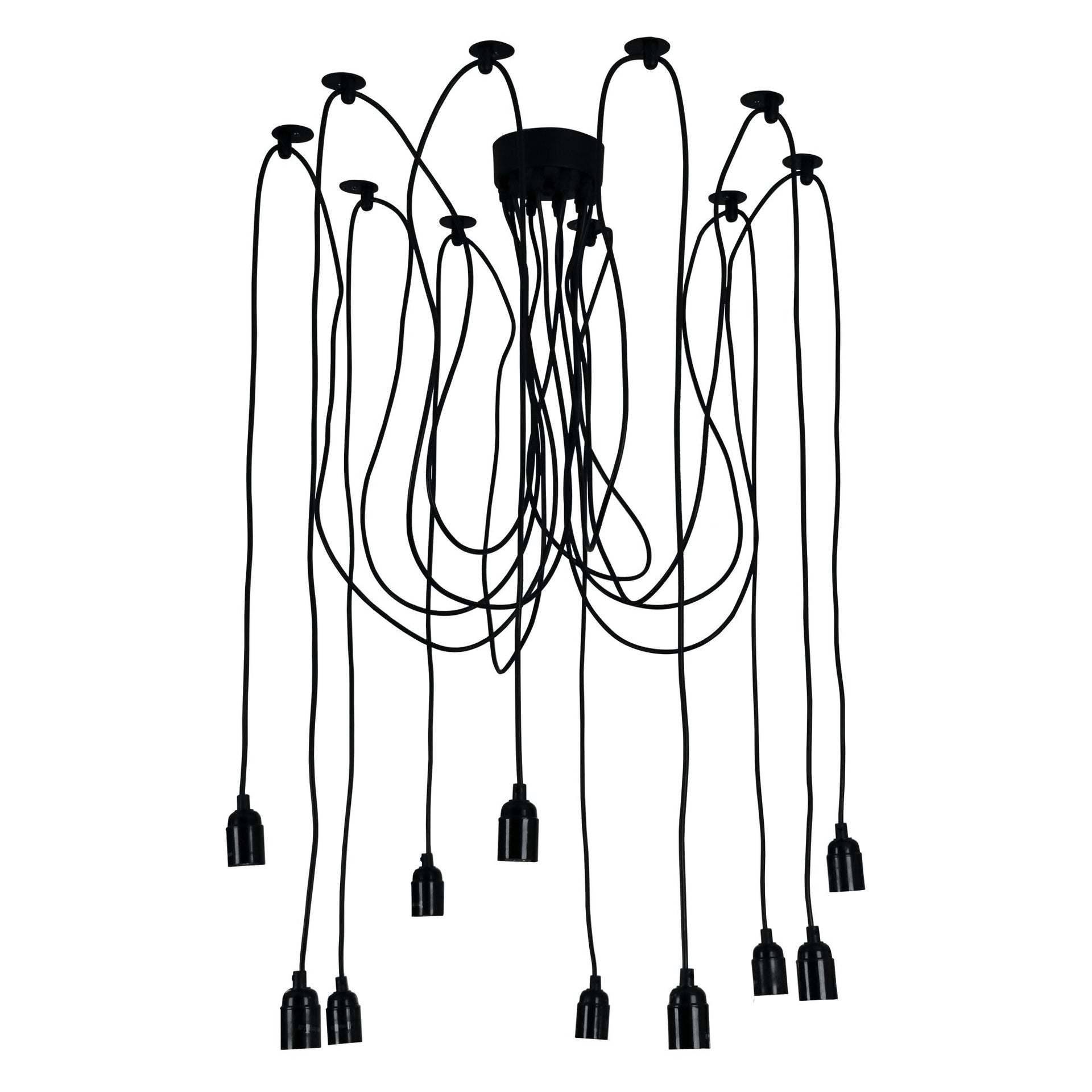 PHILLY 10 LIGHT Black Retro Industrial Multi 180cm Suspension Oriel Lighting