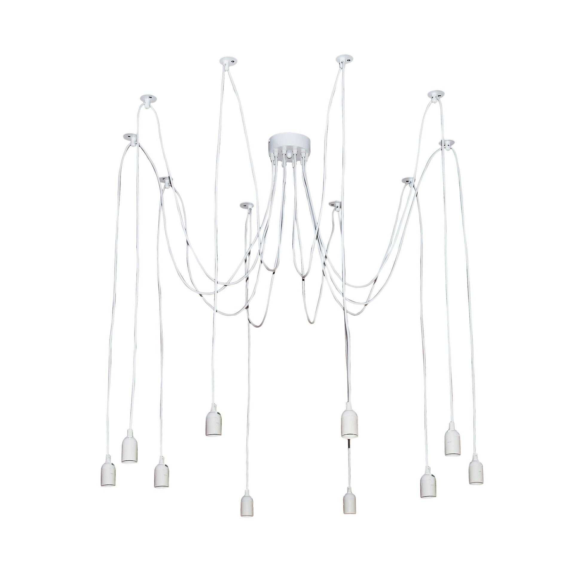 PHILLY 10 LIGHT White Retro Industrial Multi 180cm Suspension Oriel Lighting