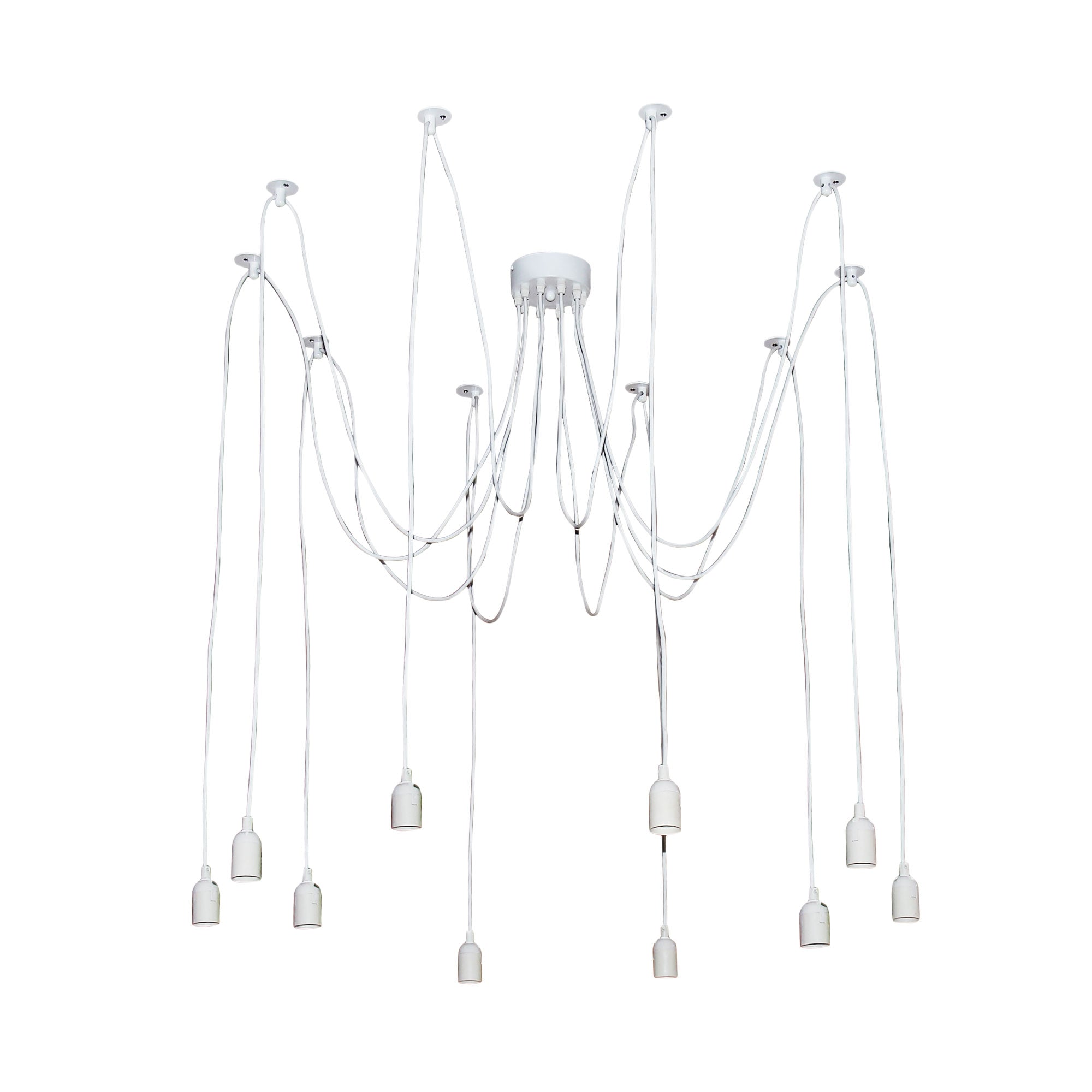 PHILLY 10 LIGHT White Retro Industrial Multi 180cm Suspension Oriel Lighting