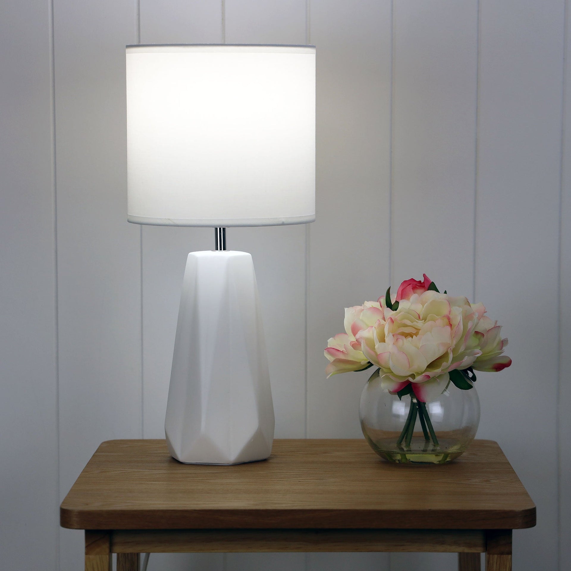 SHELLY White Ceramic Table Lamp Oriel Lighting