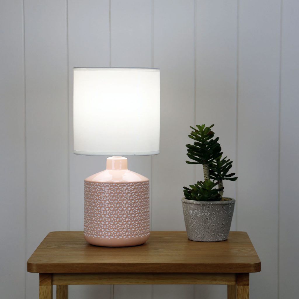 CELIA Pink Ceramic Table Lamp Oriel Lighting