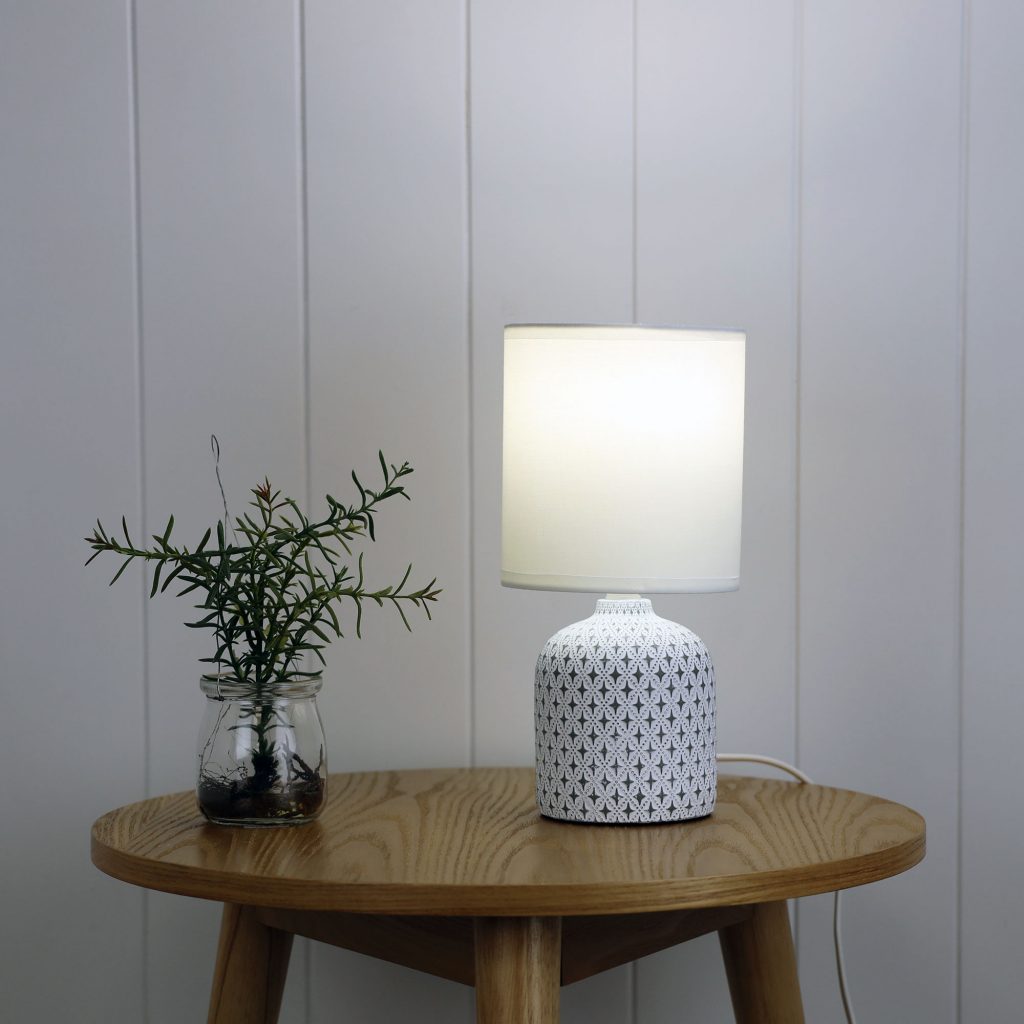 VERA White Ceramic Table Lamp Oriel Lighting
