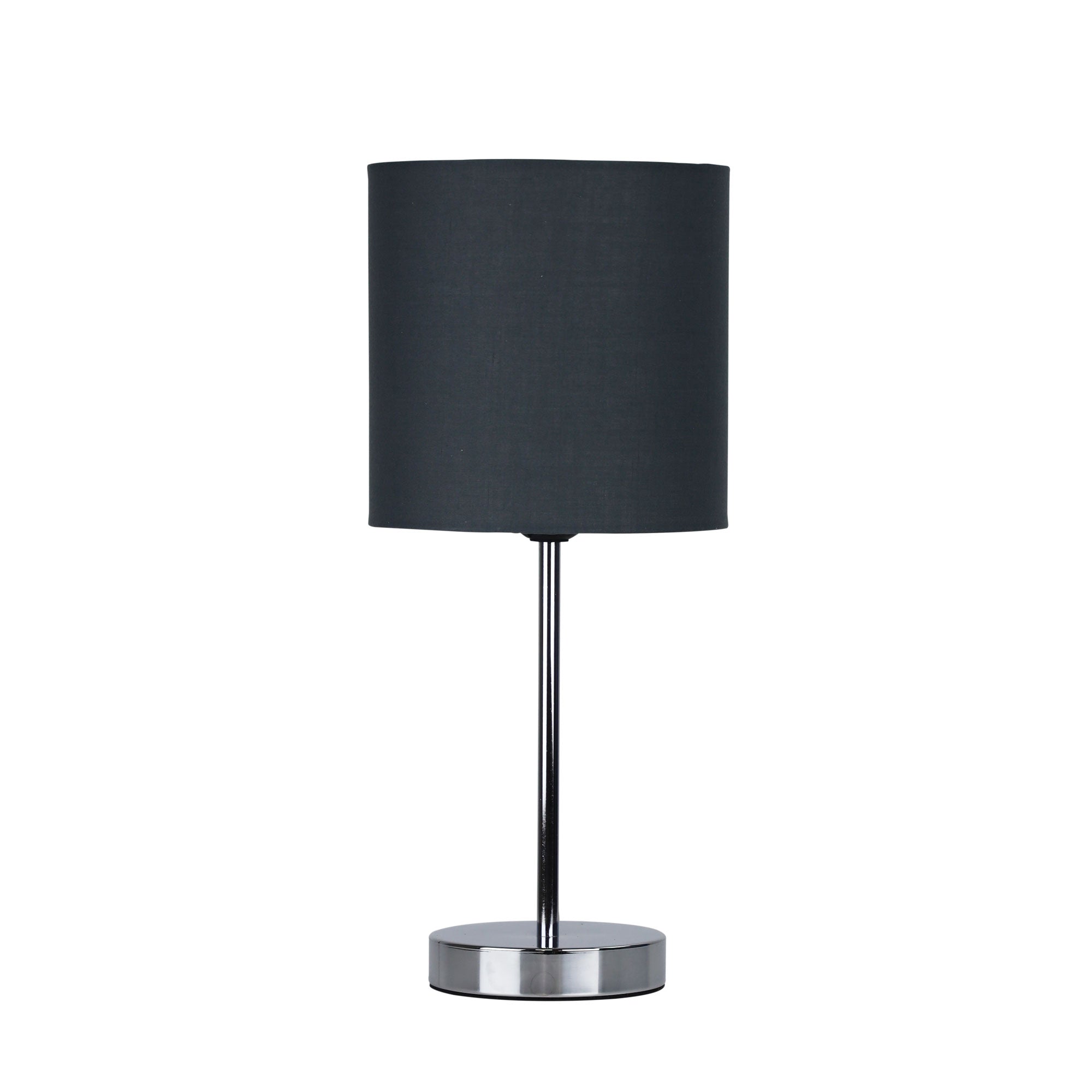 ZOLA TABLE LAMP Chrome Base with White Shade Oriel Lighting