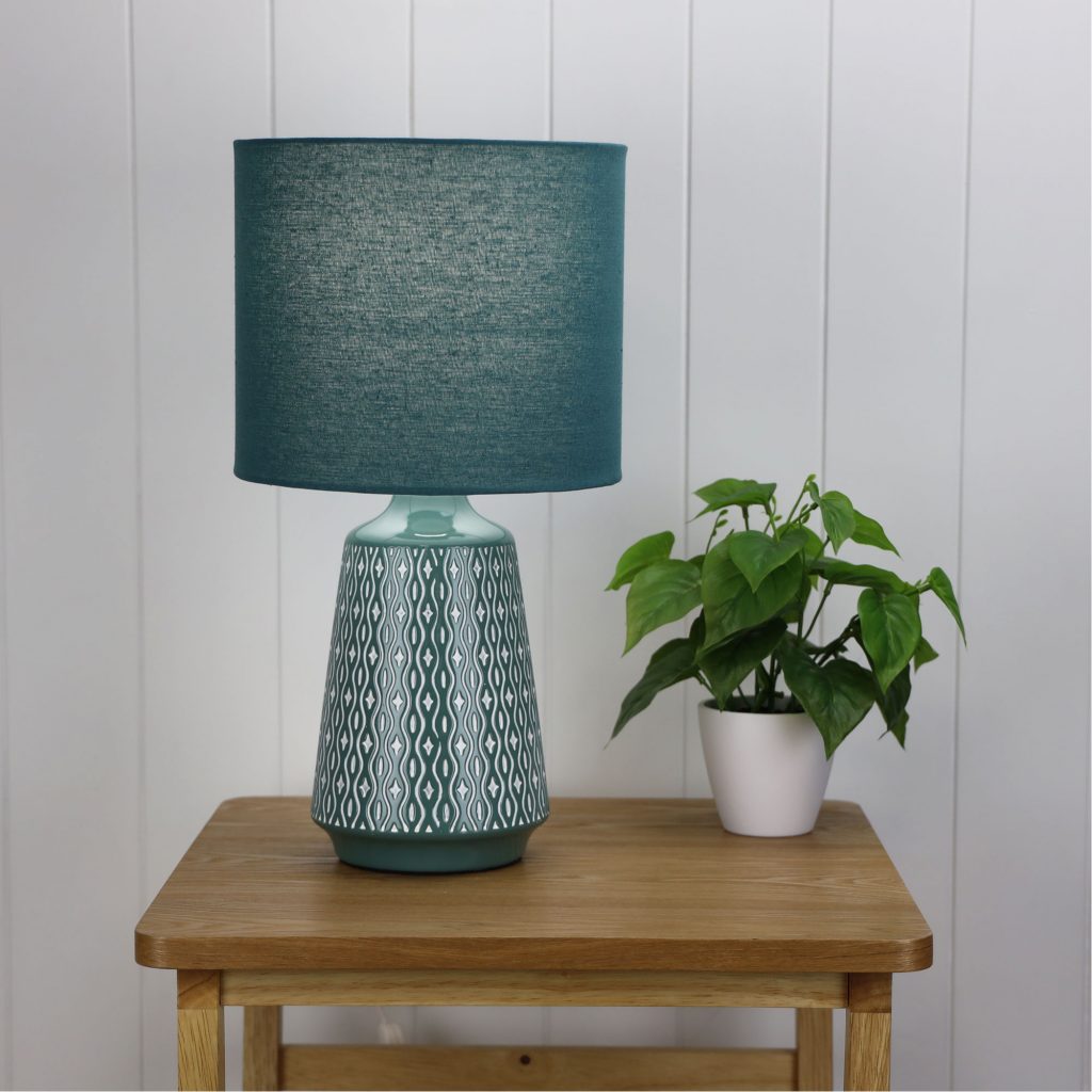 MOANA Ceramic Table Lamp with Shade Green Oriel Lighting