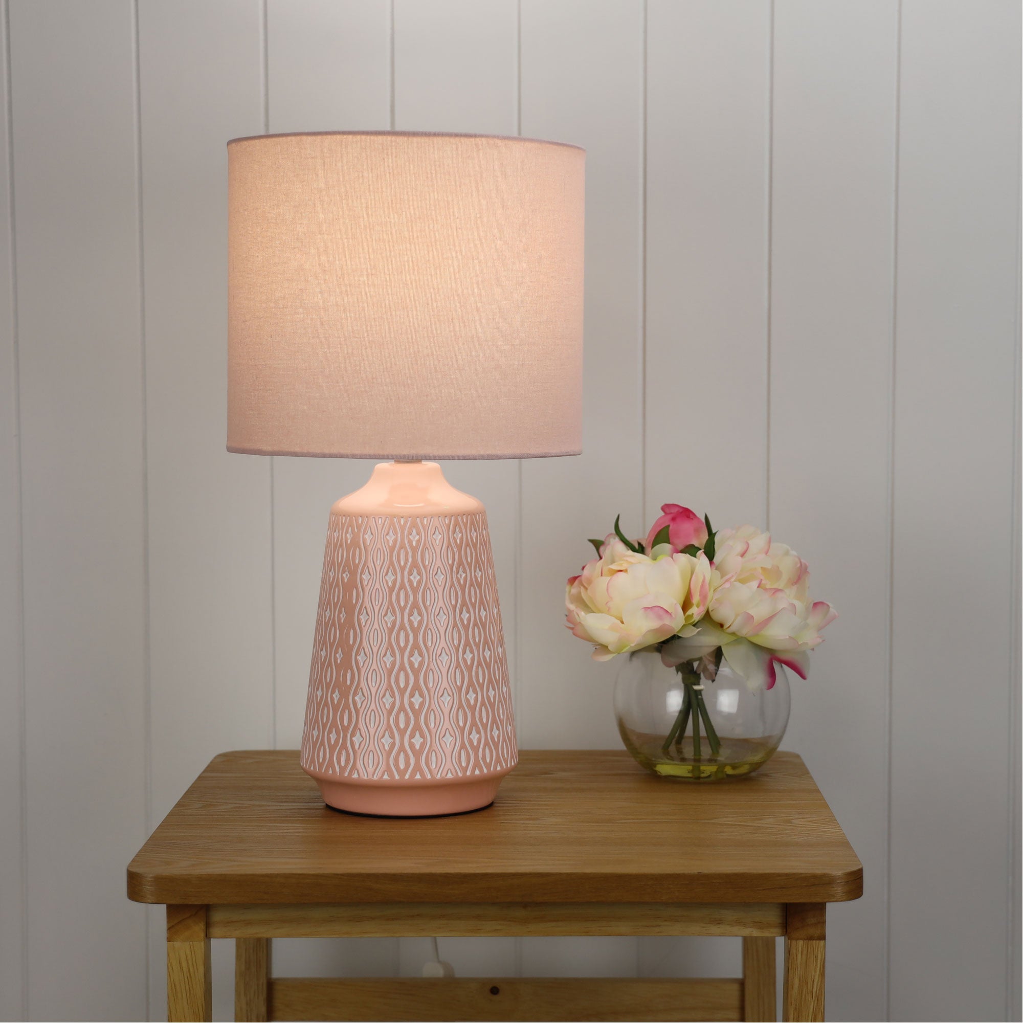 MOANA Ceramic Table Lamp with Shade Pink Oriel Lighting