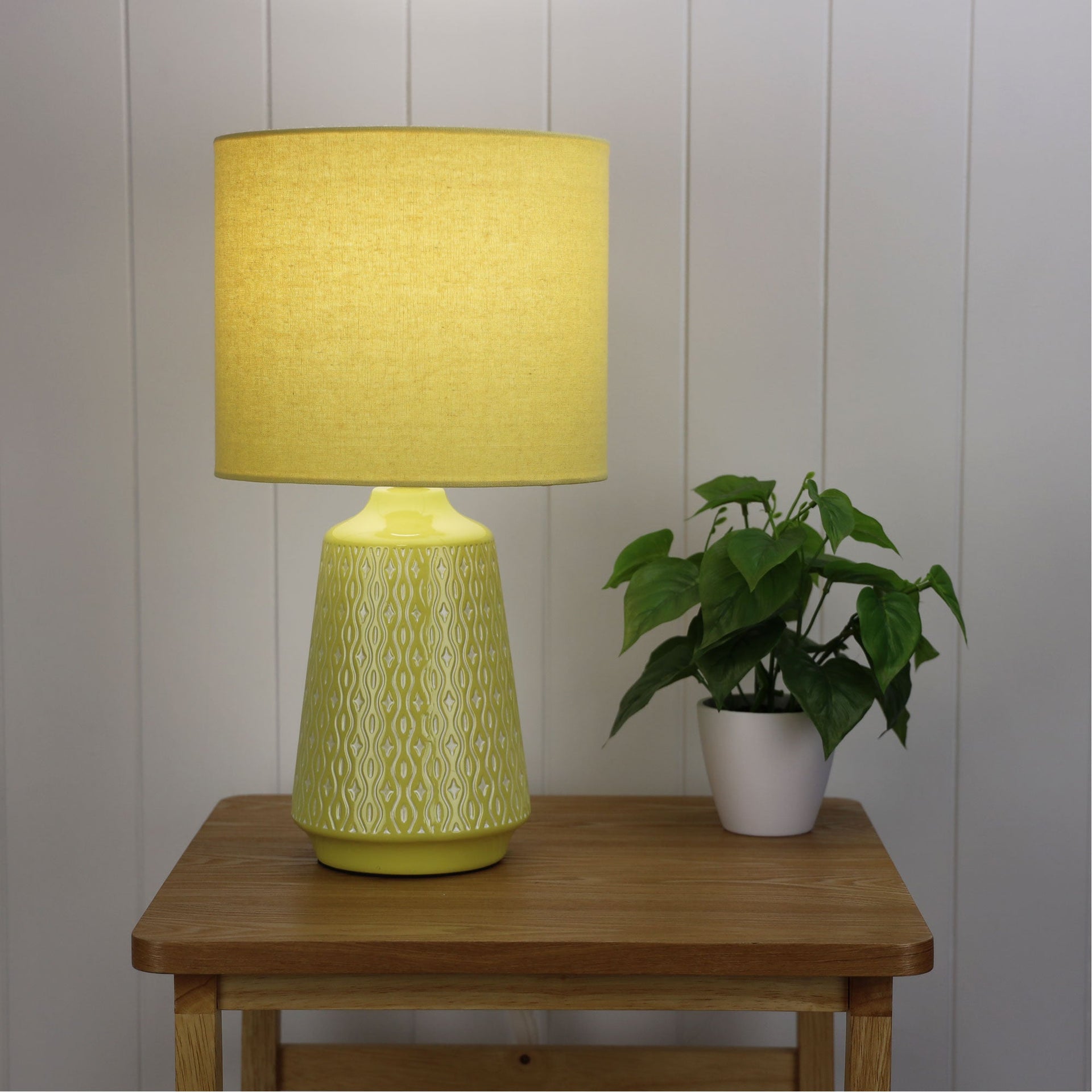 MOANA Ceramic Table Lamp with Shade Yellow Oriel Lighting