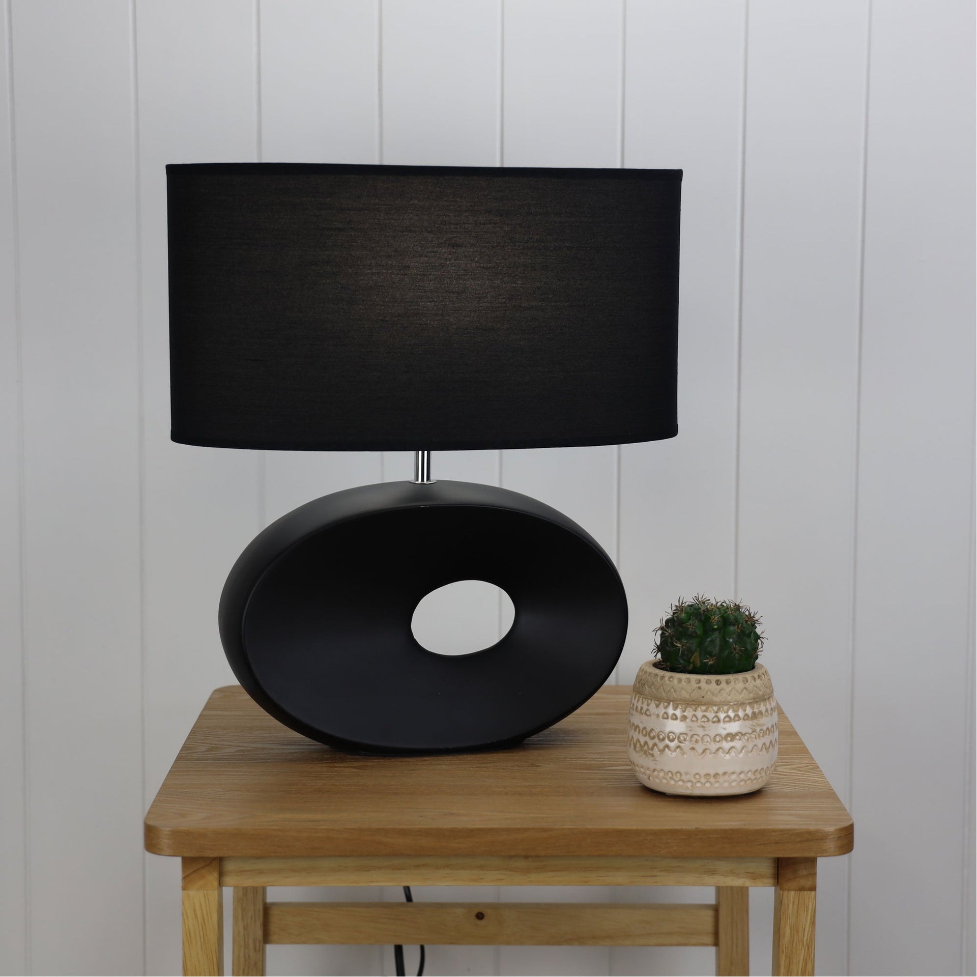 LOUISE Ceramic Table Lamp with Shade Black Oriel Lighting
