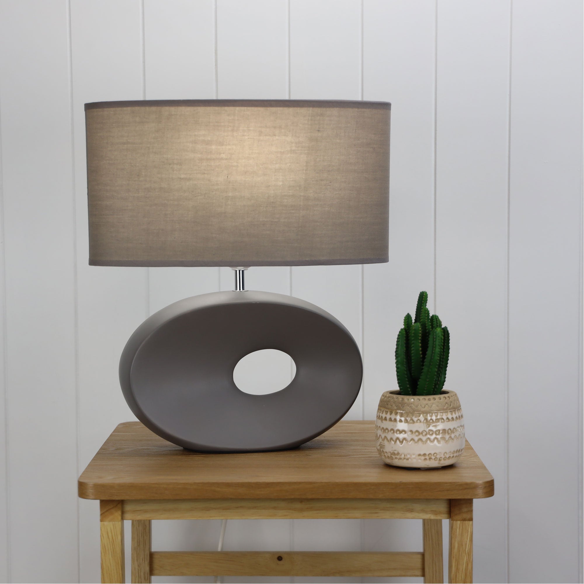 LOUISE Ceramic Table Lamp with Shade Grey Oriel Lighting