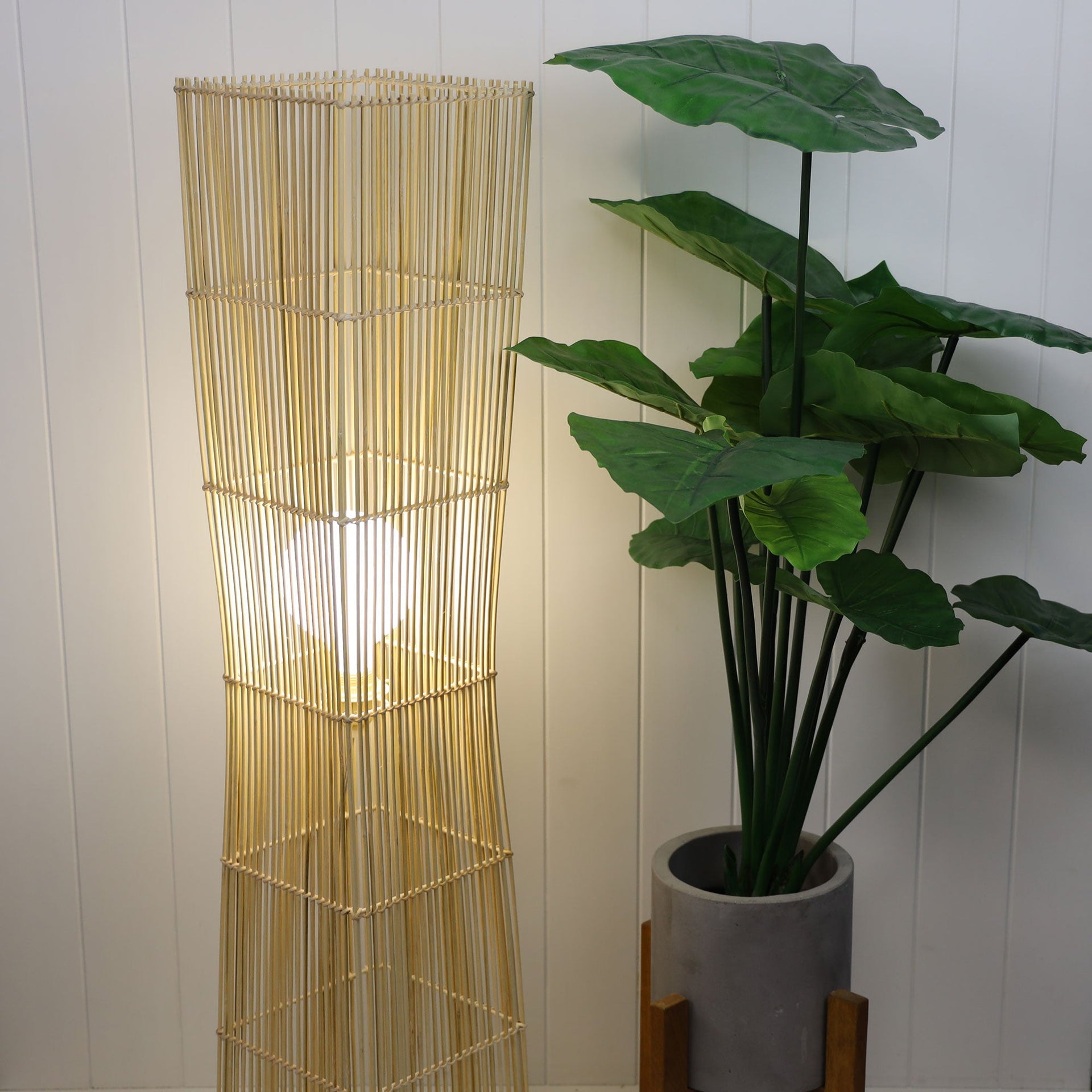 JAMBI Rattan Cane Floor Lamp Oriel Lighting