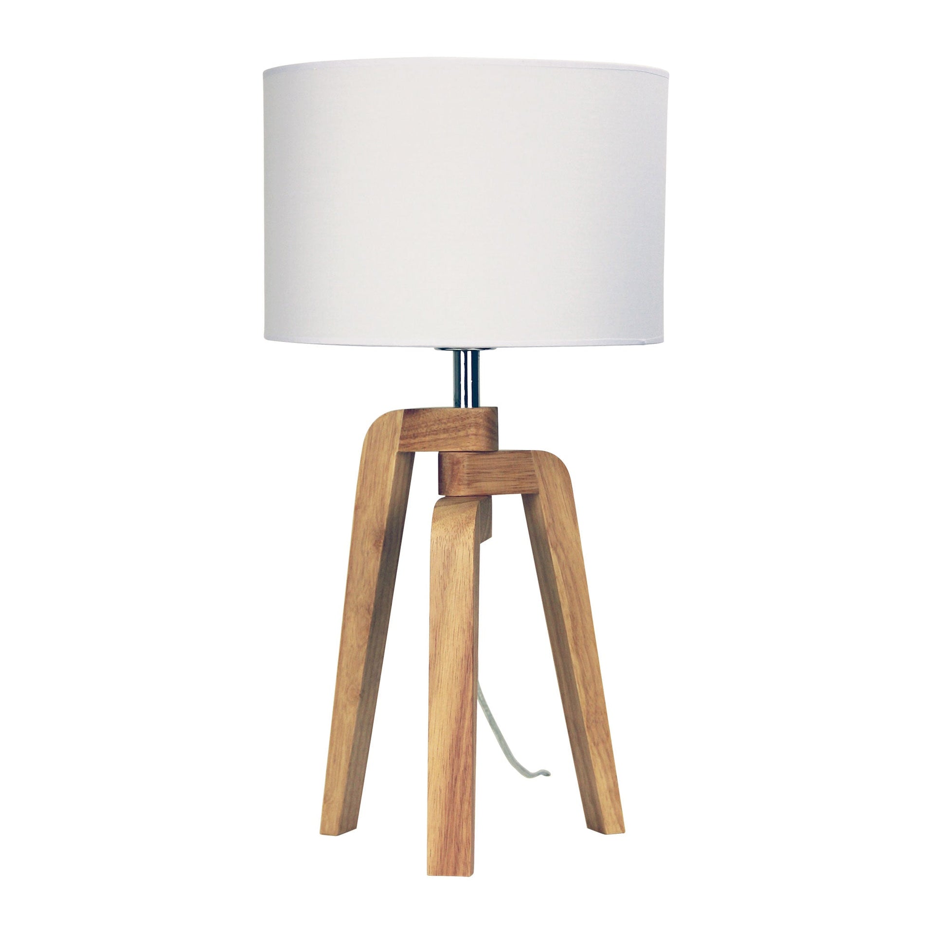 LUND TABLE LAMP Scandi Inspired Timber Tripod Lamp with Shade Oriel Lighting