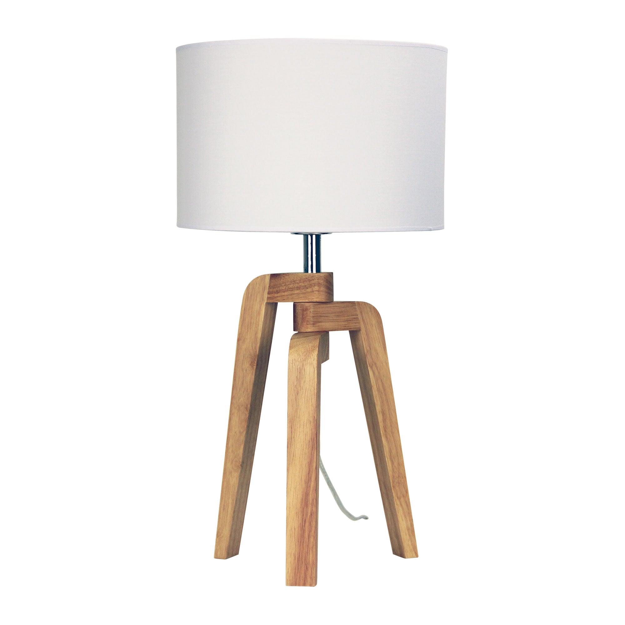 LUND TABLE LAMP Scandi Inspired Timber Tripod Lamp with Shade Oriel Lighting