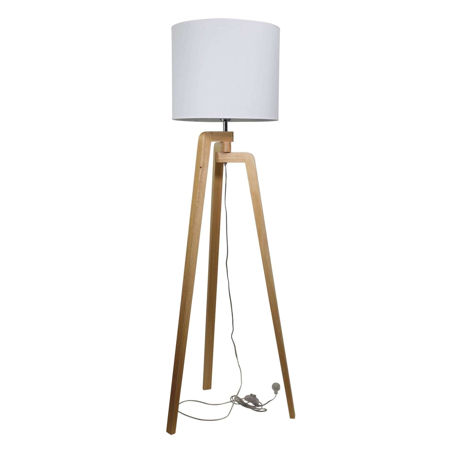 LUND FLOOR LAMP Scandi Inspired Timber Tripod Lamp with Shade Oriel Lighting