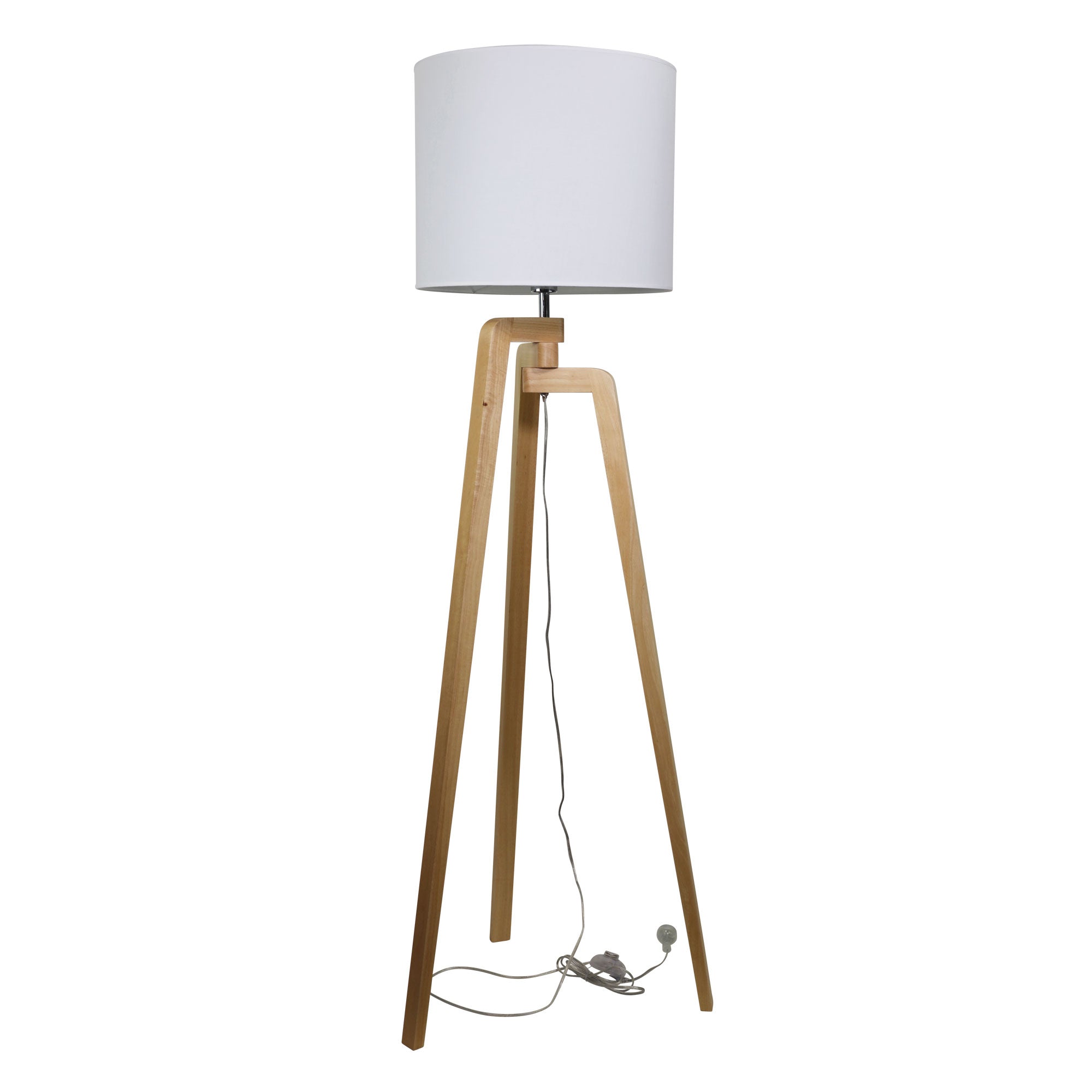 LUND FLOOR LAMP Scandi Inspired Timber Tripod Lamp with Shade Oriel Lighting