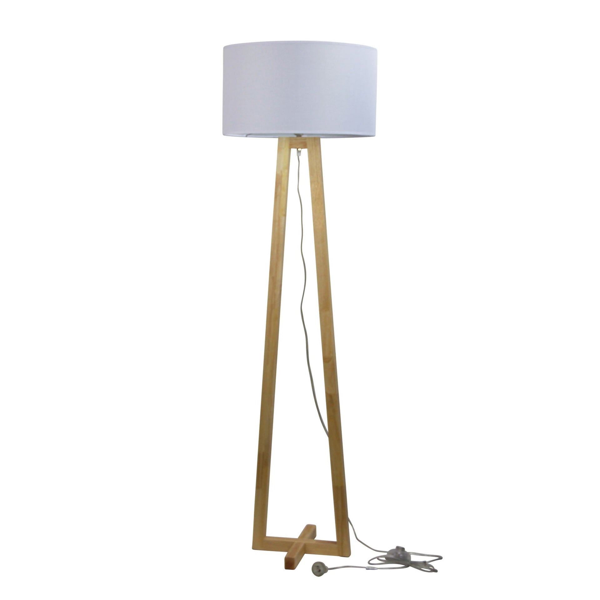 EDRA FLOOR LAMP White Scandi Floor Lamp with White Cotton Shade Oriel Lighting